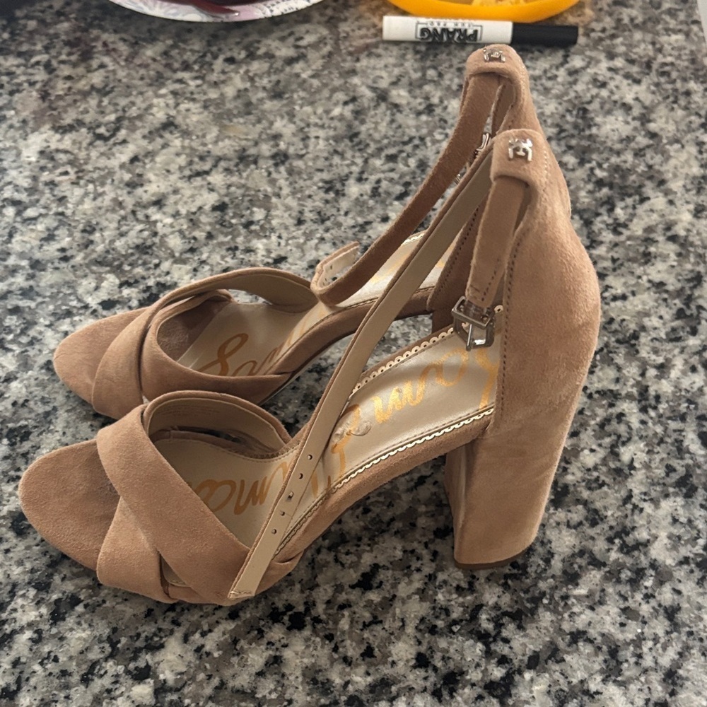 Sam Edelman Tan Strappy Block Heels Size 10